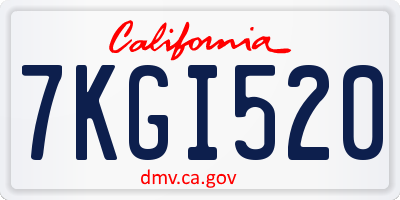 CA license plate 7KGI520
