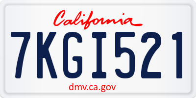 CA license plate 7KGI521