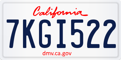 CA license plate 7KGI522