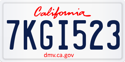 CA license plate 7KGI523