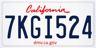CA license plate 7KGI524