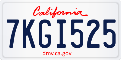 CA license plate 7KGI525