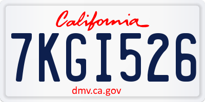 CA license plate 7KGI526