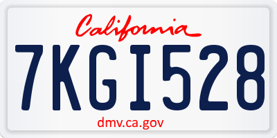CA license plate 7KGI528