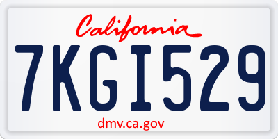 CA license plate 7KGI529