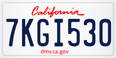 CA license plate 7KGI530
