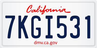 CA license plate 7KGI531