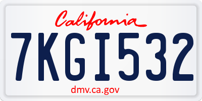 CA license plate 7KGI532