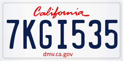 CA license plate 7KGI535