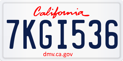 CA license plate 7KGI536