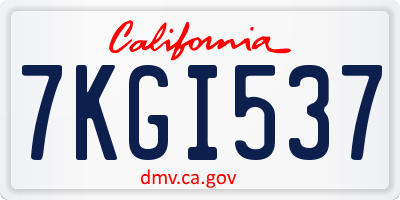 CA license plate 7KGI537