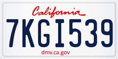 CA license plate 7KGI539