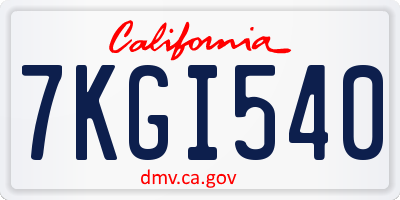 CA license plate 7KGI540