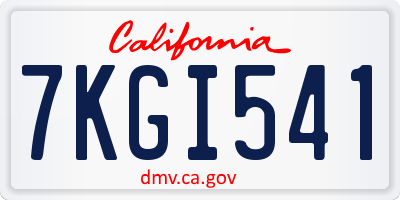 CA license plate 7KGI541