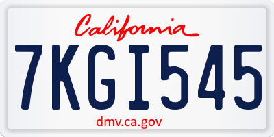 CA license plate 7KGI545
