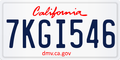 CA license plate 7KGI546