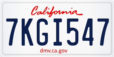 CA license plate 7KGI547