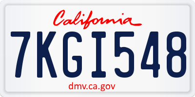 CA license plate 7KGI548