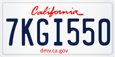 CA license plate 7KGI550