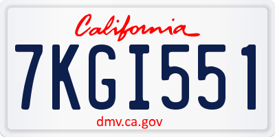 CA license plate 7KGI551