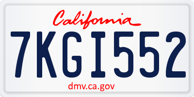 CA license plate 7KGI552