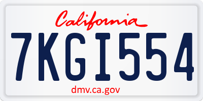 CA license plate 7KGI554