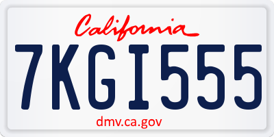 CA license plate 7KGI555