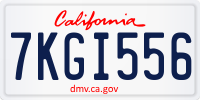 CA license plate 7KGI556