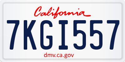 CA license plate 7KGI557