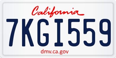 CA license plate 7KGI559