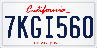 CA license plate 7KGI560