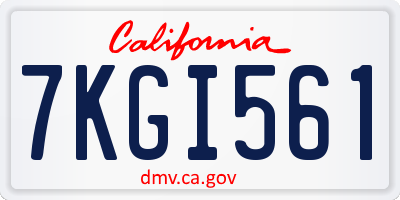 CA license plate 7KGI561