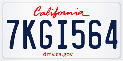 CA license plate 7KGI564