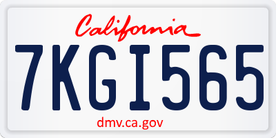 CA license plate 7KGI565