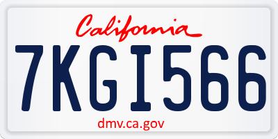 CA license plate 7KGI566