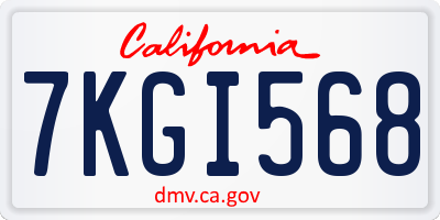 CA license plate 7KGI568