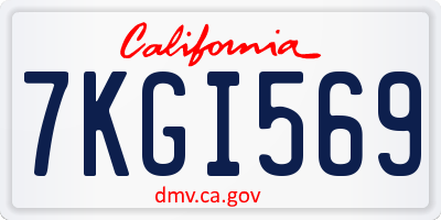 CA license plate 7KGI569