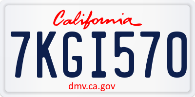 CA license plate 7KGI570