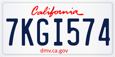 CA license plate 7KGI574