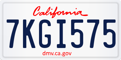 CA license plate 7KGI575