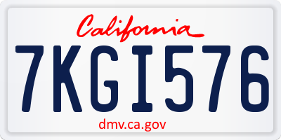 CA license plate 7KGI576