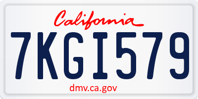 CA license plate 7KGI579