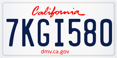 CA license plate 7KGI580