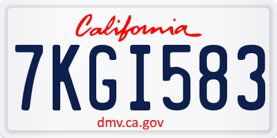CA license plate 7KGI583