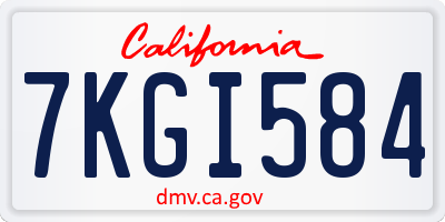 CA license plate 7KGI584