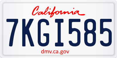 CA license plate 7KGI585