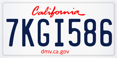 CA license plate 7KGI586
