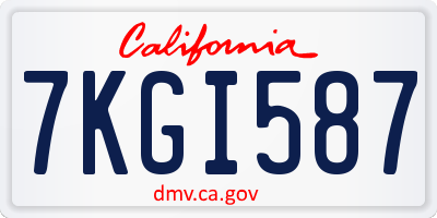 CA license plate 7KGI587