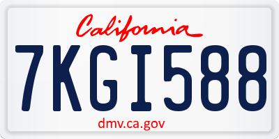 CA license plate 7KGI588
