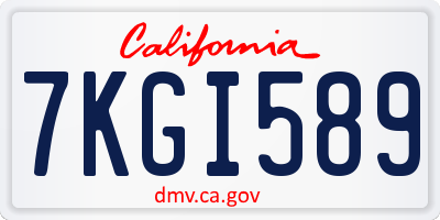 CA license plate 7KGI589